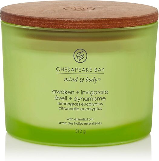 CHESAPEAKE BAY CANDLE Awaken & Invigorate (Lemongrass Eucalyptus) Candele in Vetro 3 Stoppini 312 gr