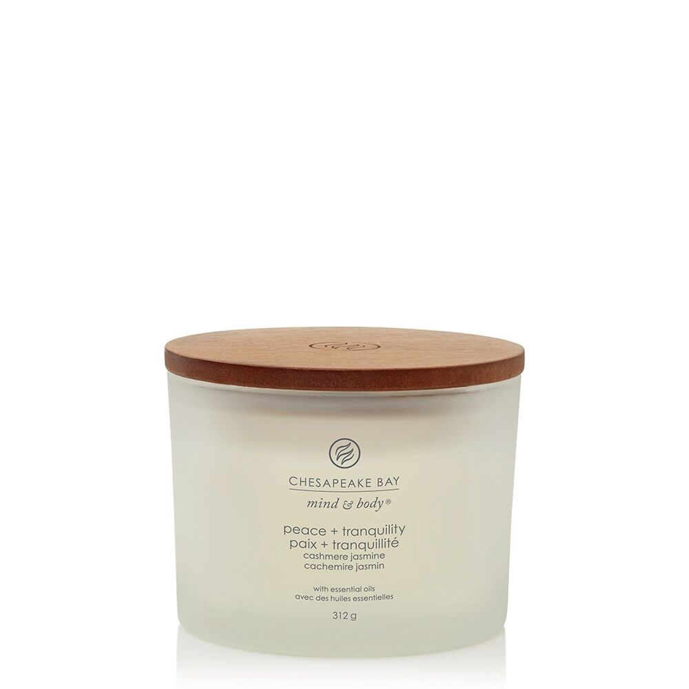 CHESAPEAKE BAY CANDLE Peace & Tranquility (Cashmere Jasmine) Candele in Vetro 3 Stoppini 312 gr