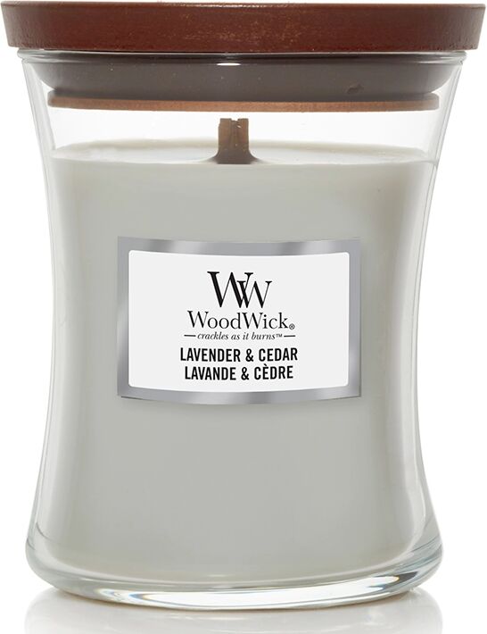 WOODWICK Lavender & Cedar Candele in Vetro Media 275 gr