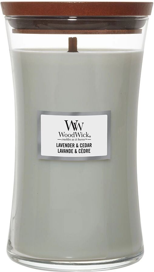 WOODWICK Lavender & Cedar Candele in Vetro Grande 610 gr