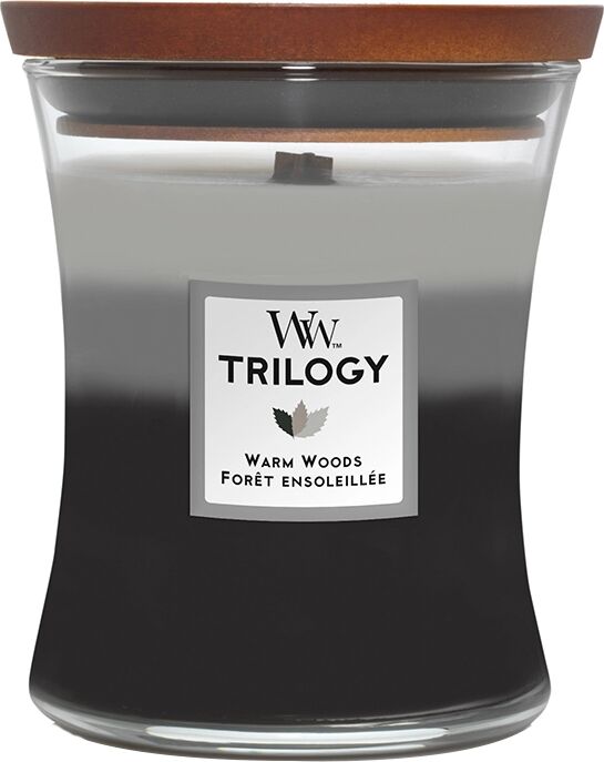 WOODWICK Warm Woods Candele in Vetro Media 275 gr