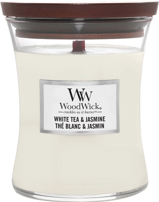 WOODWICK White Tea & Jasmine Candele in Vetro Media 275 gr