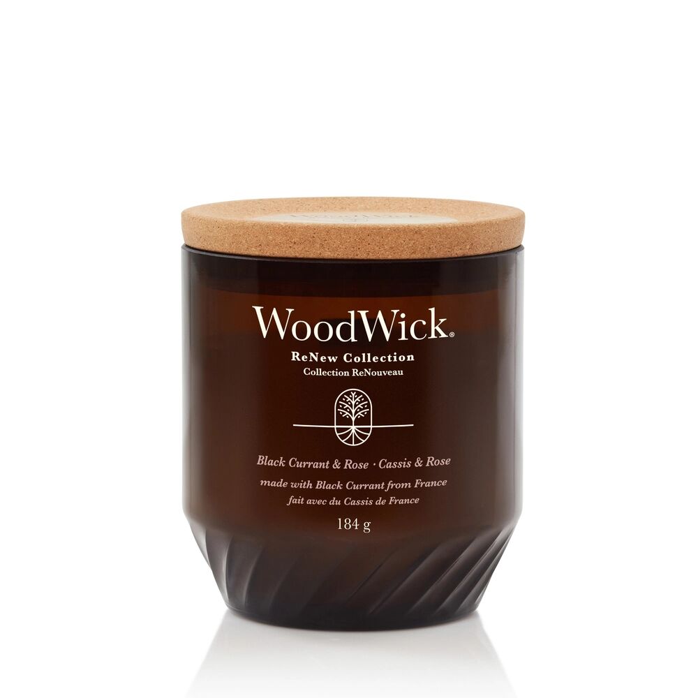 WOODWICK ReNew Black Currant & Rose Candele in Vetro Media 184 gr