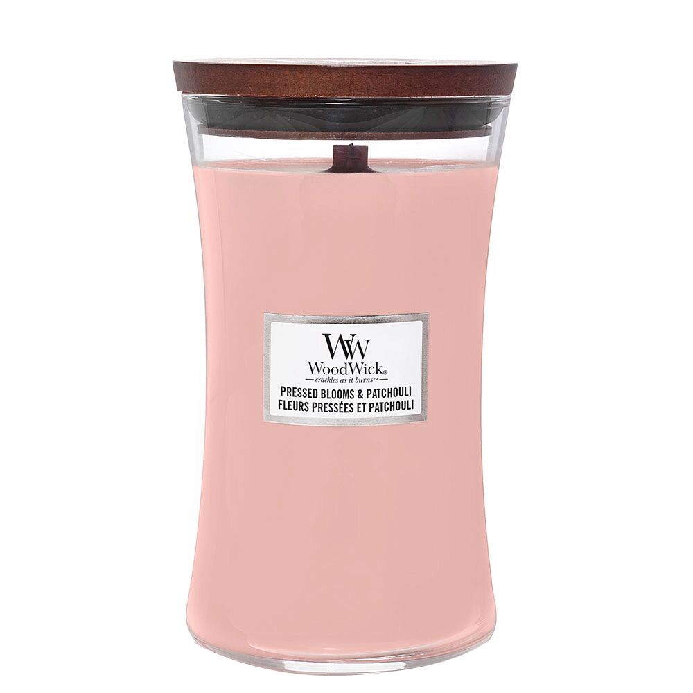WOODWICK Pressed Blooms & Patchouli Candele in Vetro Grande 610 gr