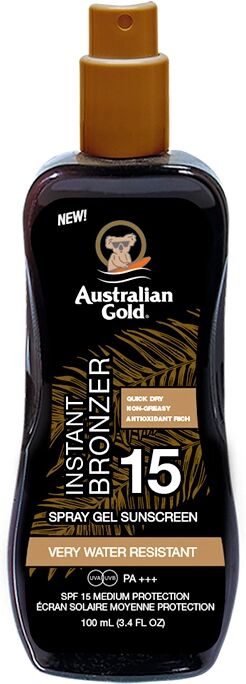 AUSTRALIAN GOLD Spray Gel Sunscreen Instant Bronzer SPF15 100 ml