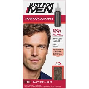 JUST FOR MEN Shampoo Colorante 35 Castano Medio Kit Base + Attivatore Colore