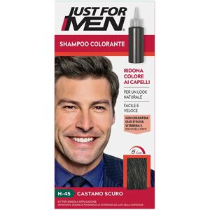 JUST FOR MEN Shampoo Colorante 45 Castano Scuro Kit Base + Attivatore Colore