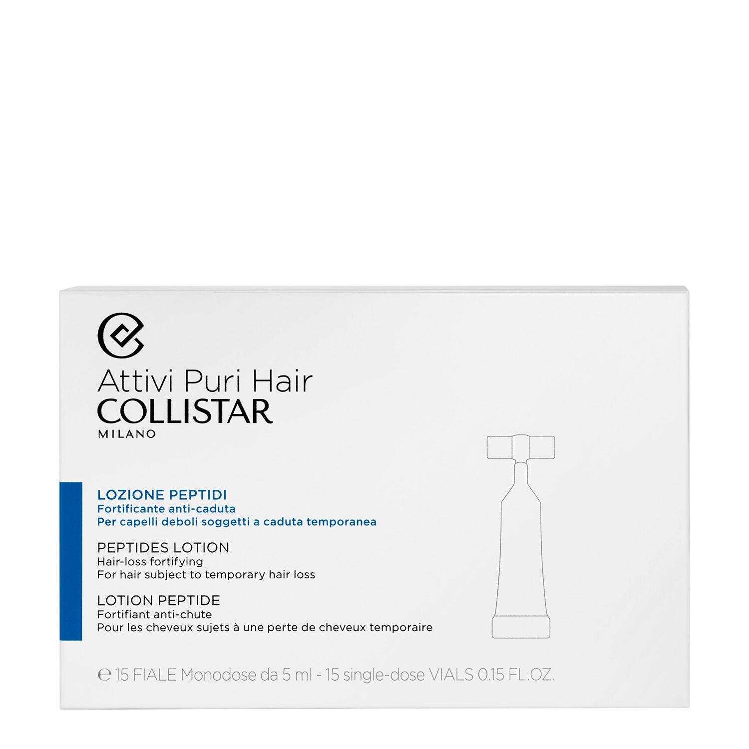 COLLISTAR Attivi Puri Hair Lozione Peptidi Fortificante Anti-Caduta 15x5 ml