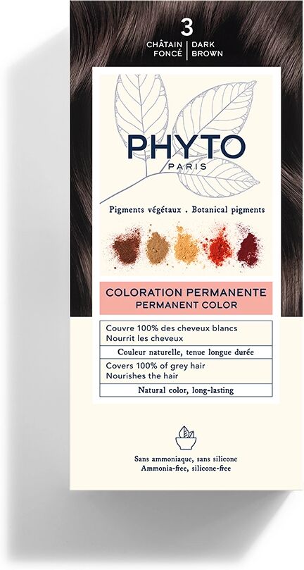 PHYTO Colorazione Permanente 3 Chatain Foncé Tinta Naturale 3