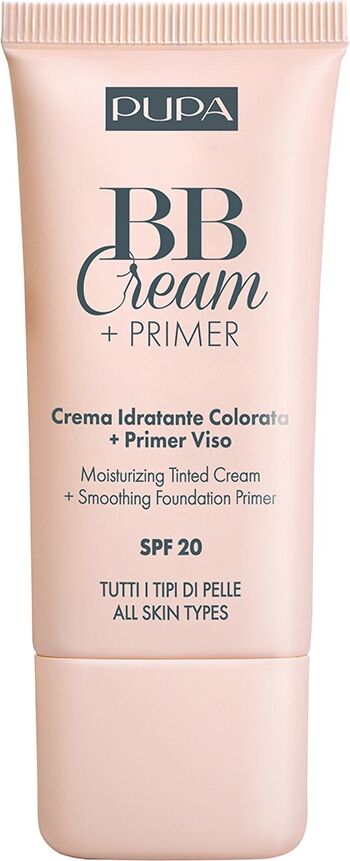 PUPA BB Cream + Primer Tutti i Tipi di Pelle 001 Nude Crema Idratante Colorata + Primer Viso 5 in 1 30 ml