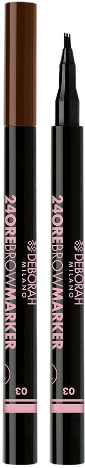 DEBORAH 24Ore Brow Marker 03 Dark Brown Gel Sopracciglia Colore Intenso 0,8 gr