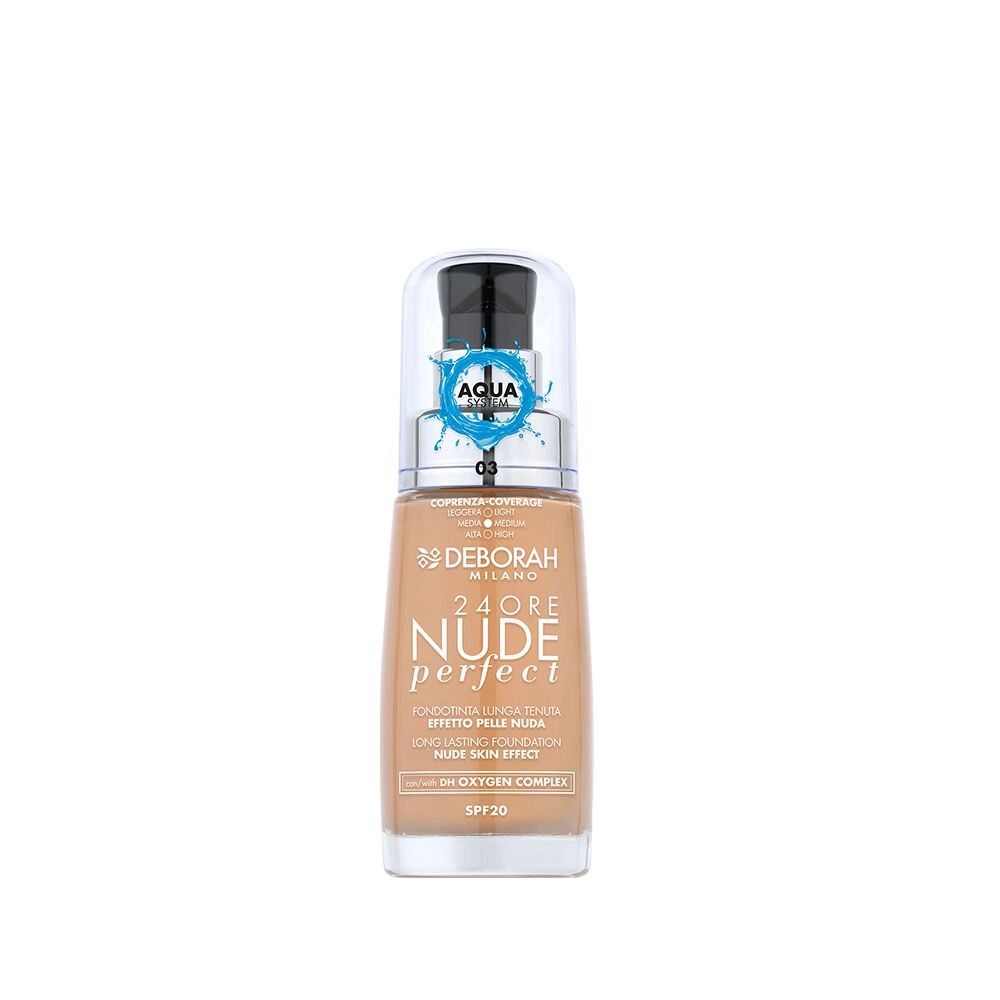 DEBORAH 24Ore Nude Perfect Fondotinta SPF20 03 Sand Idratante Leggero 30ml