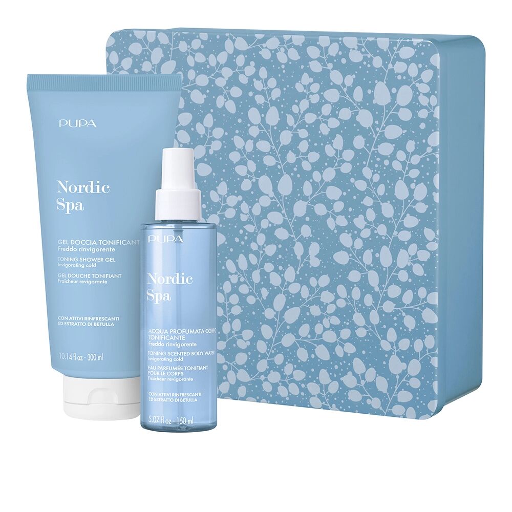 PUPA Nordic Spa Kit 2 Gel Doccia + Acqua Profumata Corpo + Scatola in Metallo 3 pz