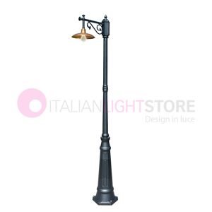 LIBERTI LAMP linea GARDEN Nike Antracite Lampione Da Giardino 1 Luce Con Piatto In Ottone Anticato