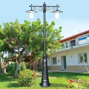 LIBERTI LAMP linea GARDEN Kairos Antracite Lampione H.230 A 2 Luci Da Esterno Giardino Con Piattini D.30