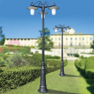 LIBERTI LAMP linea GARDEN Kairos Antracite Lampione H.260 A 3 Luci Da Esterno Giardino Con Piattini D.30