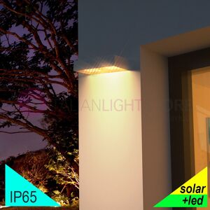 Iris Luce Sunlight Applique Led Bianca Con Pannello Solare, Sensore Crepuscolare E Movimento