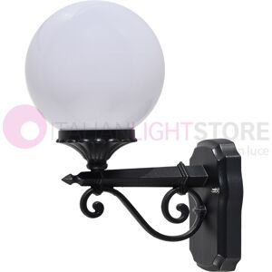 LIBERTI LAMP linea GARDEN Panama Lampada A Parete Applique Da Esterno Antracite Con Sfera Globo Policarbonato D.20 Opale