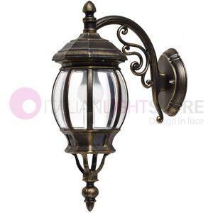 LIBERTI LAMP linea GARDEN Enea Applique Lanterna A Parete In Alluminio Applique Per Esterno Classica Nero-Oro Gardenlight