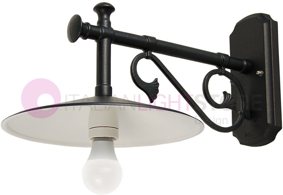 LIBERTI LAMP linea GARDEN Elio Applique Lanterna A Parete Rustica Da Esterno Antracite Con Piatto D.30