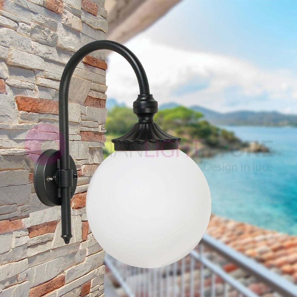 LIBERTI LAMP linea GARDEN Antares Lanterna Da Esterno A Parete Antracite Con Sfera Globo D.25 Gardenlight