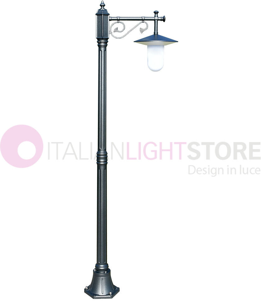 LIBERTI LAMP linea GARDEN Kairos Antracite Lampione H.193 Da Esterno Giardino Con Piattino D.30