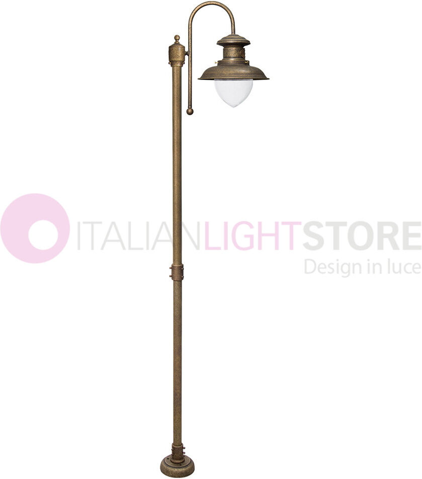 Iris Luce Navy Lampione Da Esterno In Ottone Anticato Stile Nautico Retrò H. 210 Cm