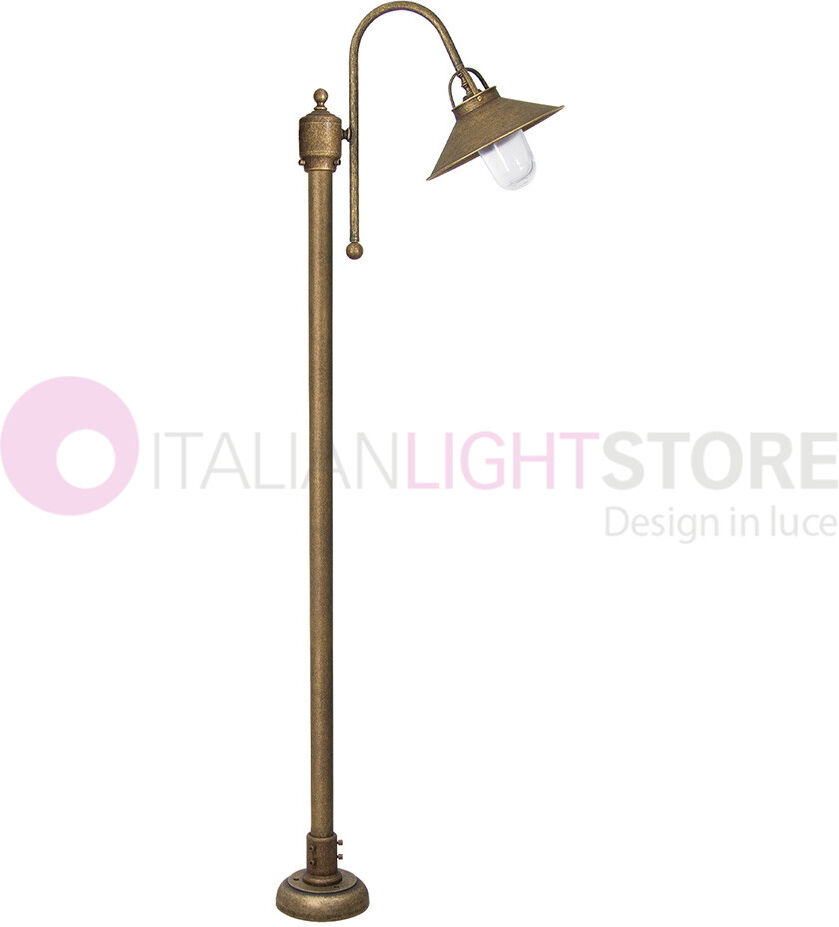 Iris Luce Fienile Lampione Da Esterno In Ottone Anticato Stile Rustico H. 148 Cm