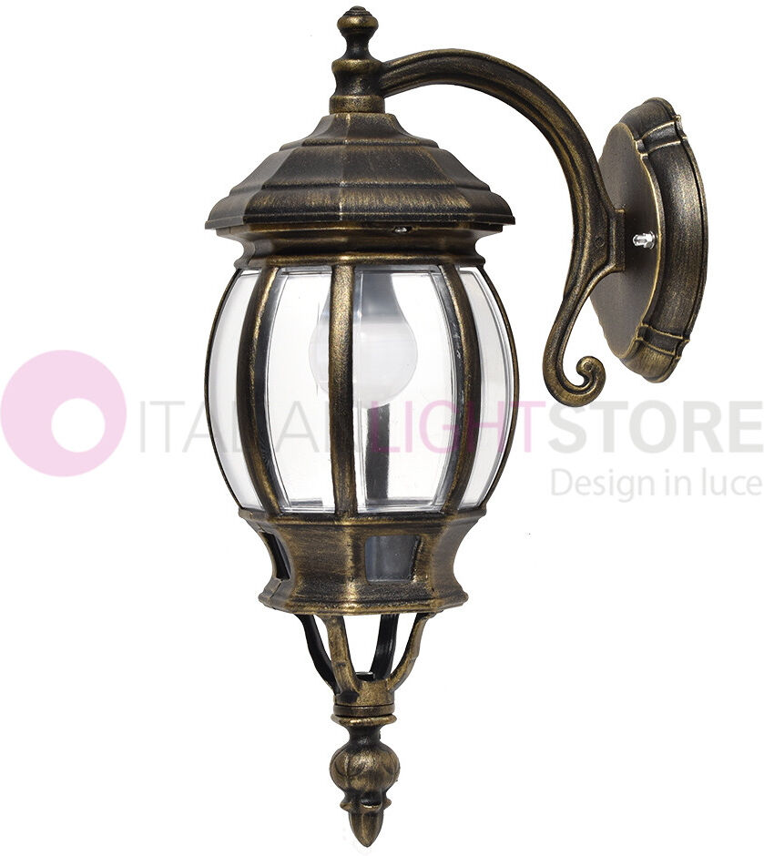 LIBERTI LAMP linea GARDEN Enea Applique Lanterna A Parete In Alluminio Per Esterno Classica Nero-Oro Gardenlight