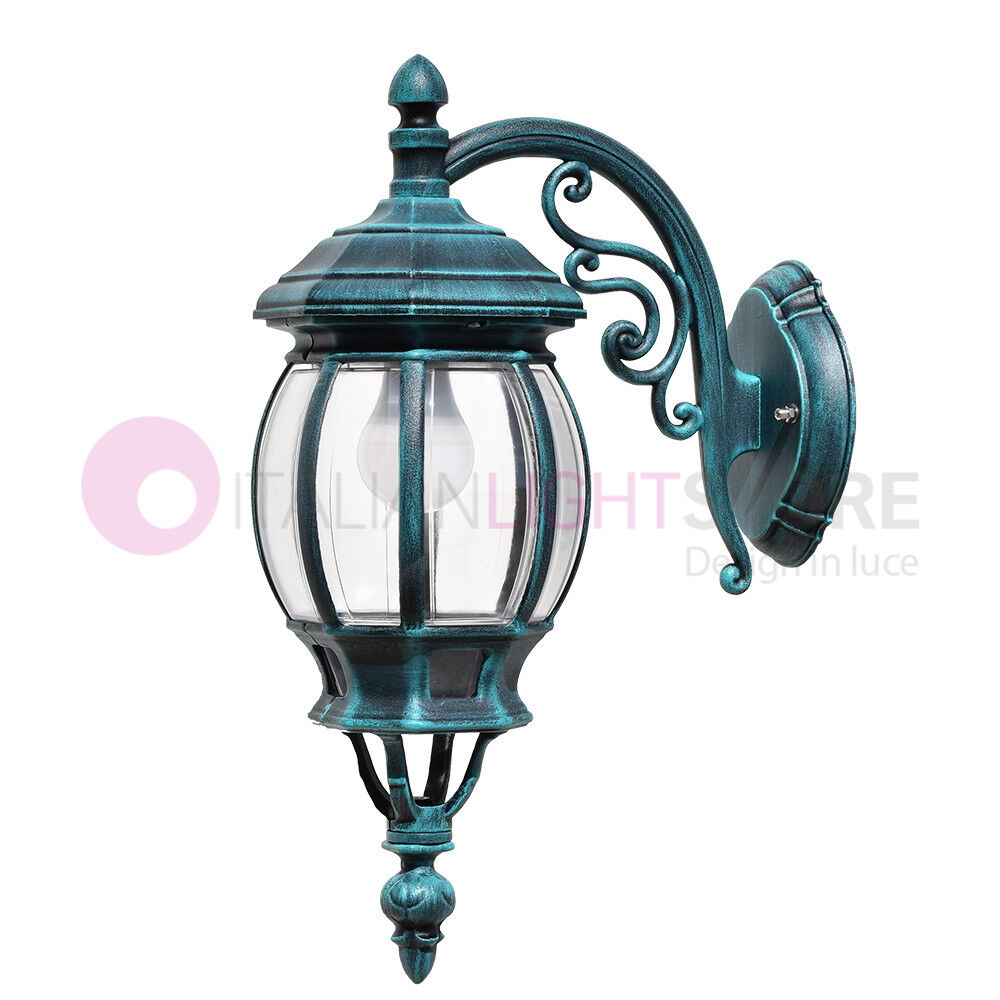 LIBERTI LAMP linea GARDEN Enea Applique Lanterna A Parete In Alluminio Applique Per Esterno Classica Nero-Verde Gardenlight