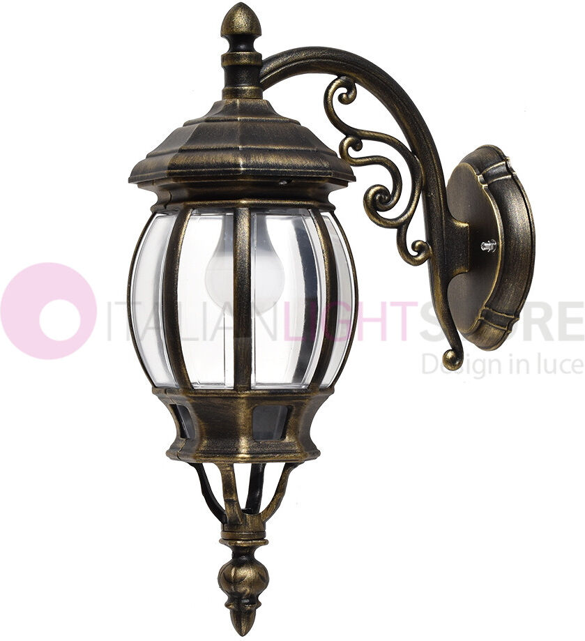 LIBERTI LAMP linea GARDEN Enea Applique Lanterna A Parete In Alluminio Applique Per Esterno Classica Nero-Oro Gardenlight