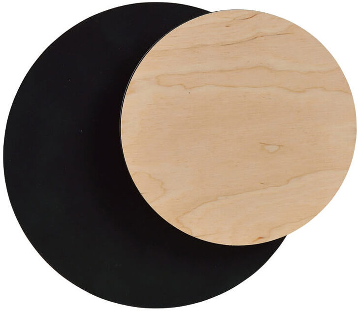 EMIBIG Circle Applique Da Parete Cerchi Nero E Legno Design Moderno