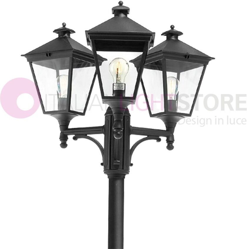 Norlys London Lampione Classico A 3 Luci Quadrate Illuminazione Esterno