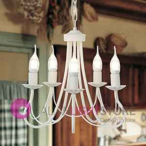 Iris Luce Vienna Lampadario 5 Luci Bianco Shabby