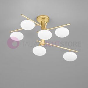 Metal Lux Light snc Dolce Plafoniera Moderna Cromo O Oro 6 Vetri Soffiati