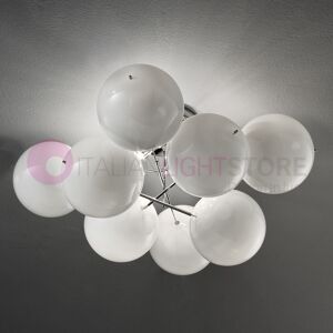 Metal Lux Light snc Atom Plafoniera Design Moderno Con 8 Sfere In Cristallo