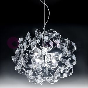 Metal Lux Light snc Astro Sospensione Moderna D.50 6 Luci Con Riccioli In Vetro