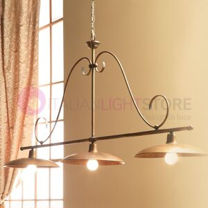 Febo Light Teo Sospensione Bilanciere A 3 Luci  Ottone Anticato Stile Vintage Country