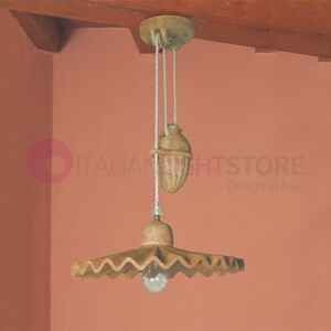 I.M.A.S. Firenze Pisa Sospensione Lampadario A Saliscendi D. 32 O D. 42 Rustico In Ceramica Decorata