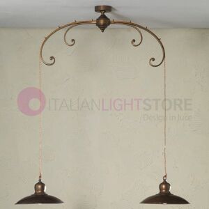 I.M.A.S. Firenze Todi Lampadario Bilanciere 2 Luci Rustico Ottone Anticato