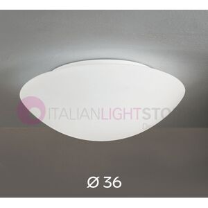 Fabas Luce Pandora Plafoniera Rotonda In Vetro Soffiato Bianco D.36