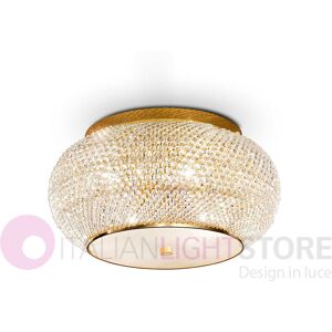 Ideal Lux Pasha' Oro  Plafoniera Perle In Cristallo D. 40 Cm