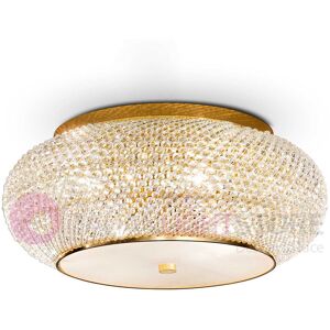 Ideal Lux Pasha' Oro  Plafoniera Perle In Cristallo D. 65 Cm