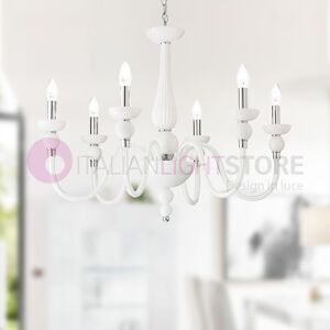 Ideal Lux Doge  Lampadario 6 Braccia In Vetro Bianco Stile Classico Veneziano