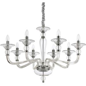 Ideal Lux Danieli  Lampadario 8 Braccia In Vetro Trasparente Stile Classico Veneziano