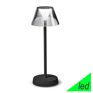 Ideal Lux Lolita  Lampada Da Tavolo Nera Portatile Ricaricabile Ip54