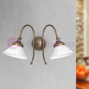 Iris Luce Rustega Applique A 2 Luci Orientabili In Ottone Anticato Stile Rustico Country