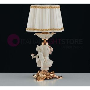 Iris Luce Positano Lampada Da Tavolo H 35 Classica In Ottone E Ceramica Capodimonte