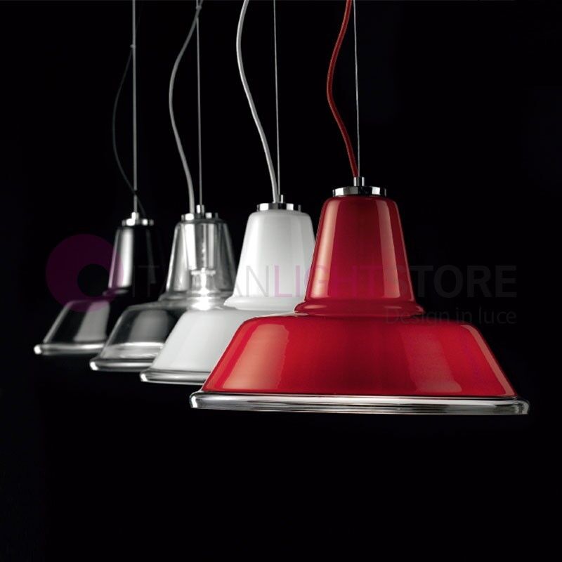 Selene Illuminazione Lampara Sospensione In Vetro Colorato Design Industriale Moderno