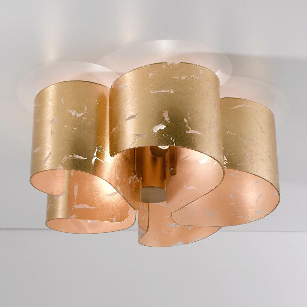 Selene Illuminazione Papiro Plafoniera 5 Luci Cristallo Curvato D.65 Design Moderno